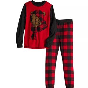 Cuddl Duds Boys  Long Sleeve Raglan Top & Allover Print Pajama Pants Set  8